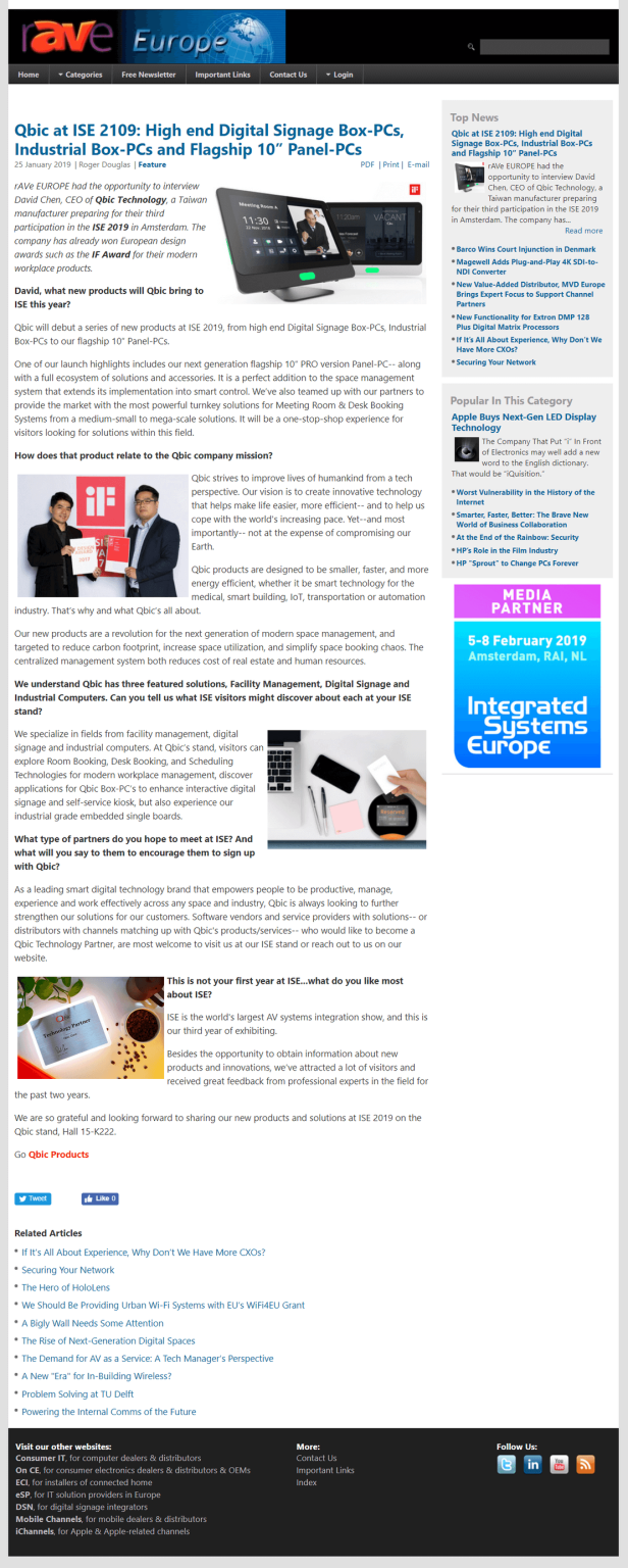 Rave Europe Newsletter - Qbic ISE 2019